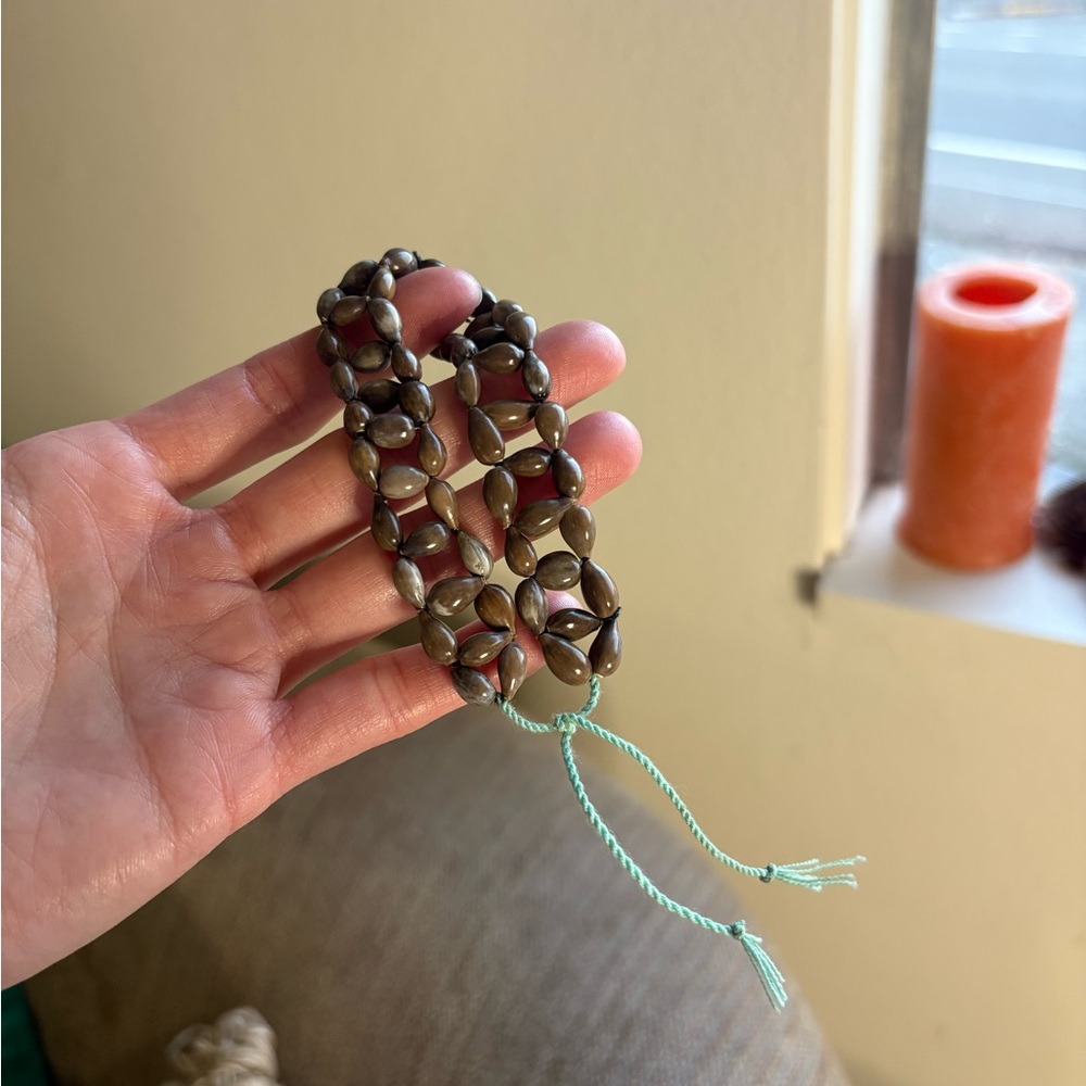 Brown Beaded Bracelet with Adjustable Cord